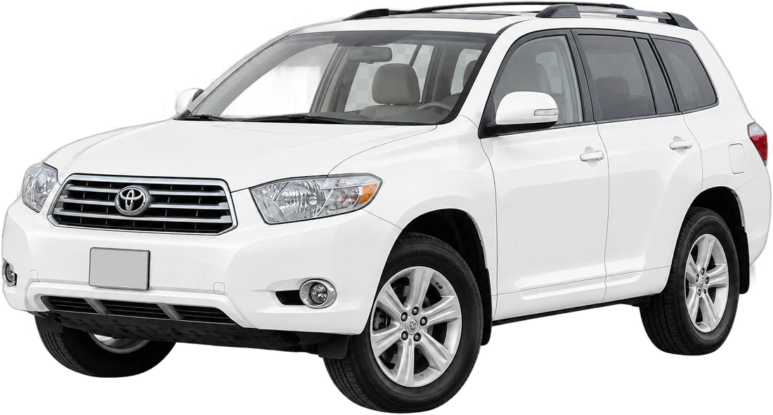 Toyota Highlander blanc de profil — SUV d'occasion pour l'Afrique de l'Ouest